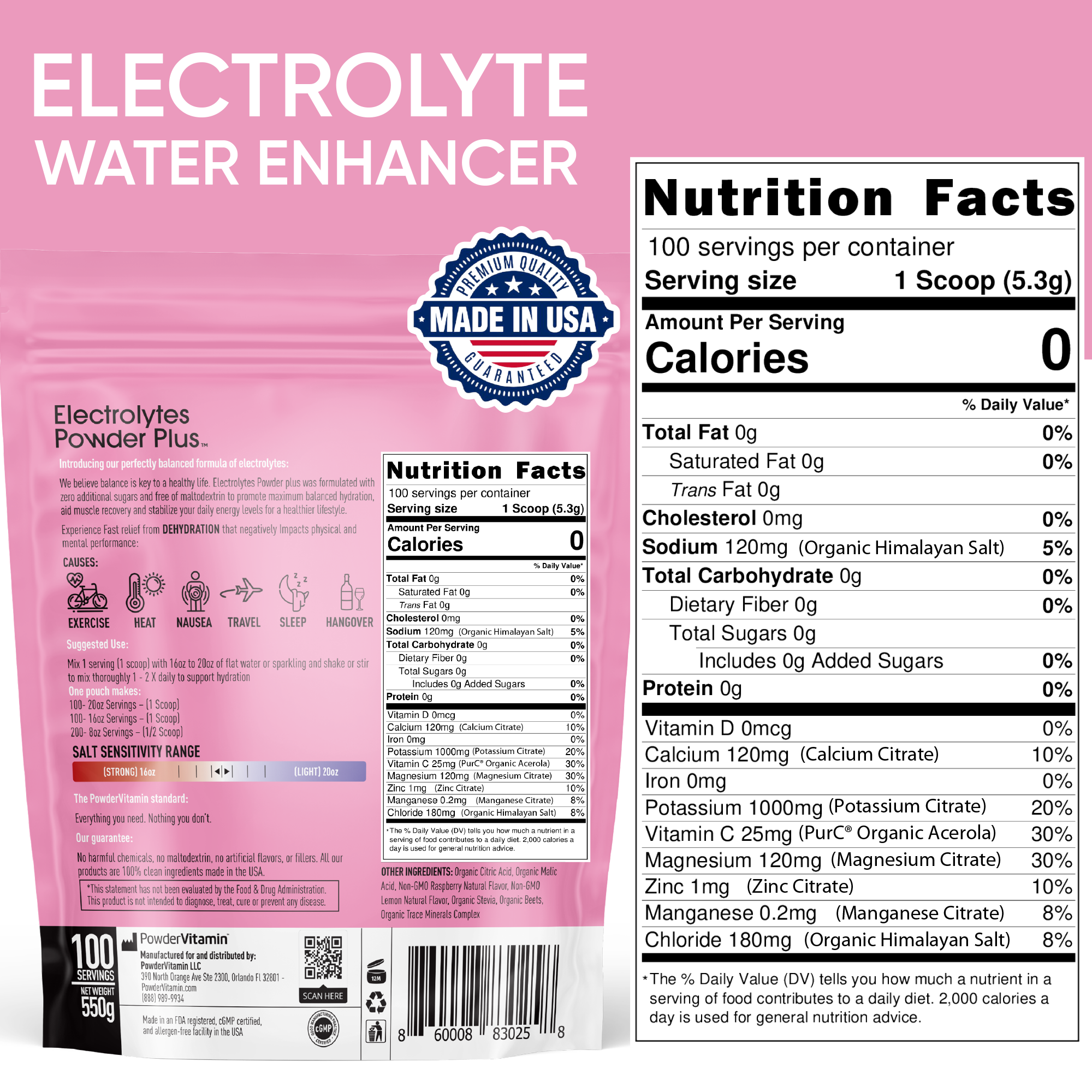 Raspberry Lemonade Electrolytes Powder Plus™ 100 Servings