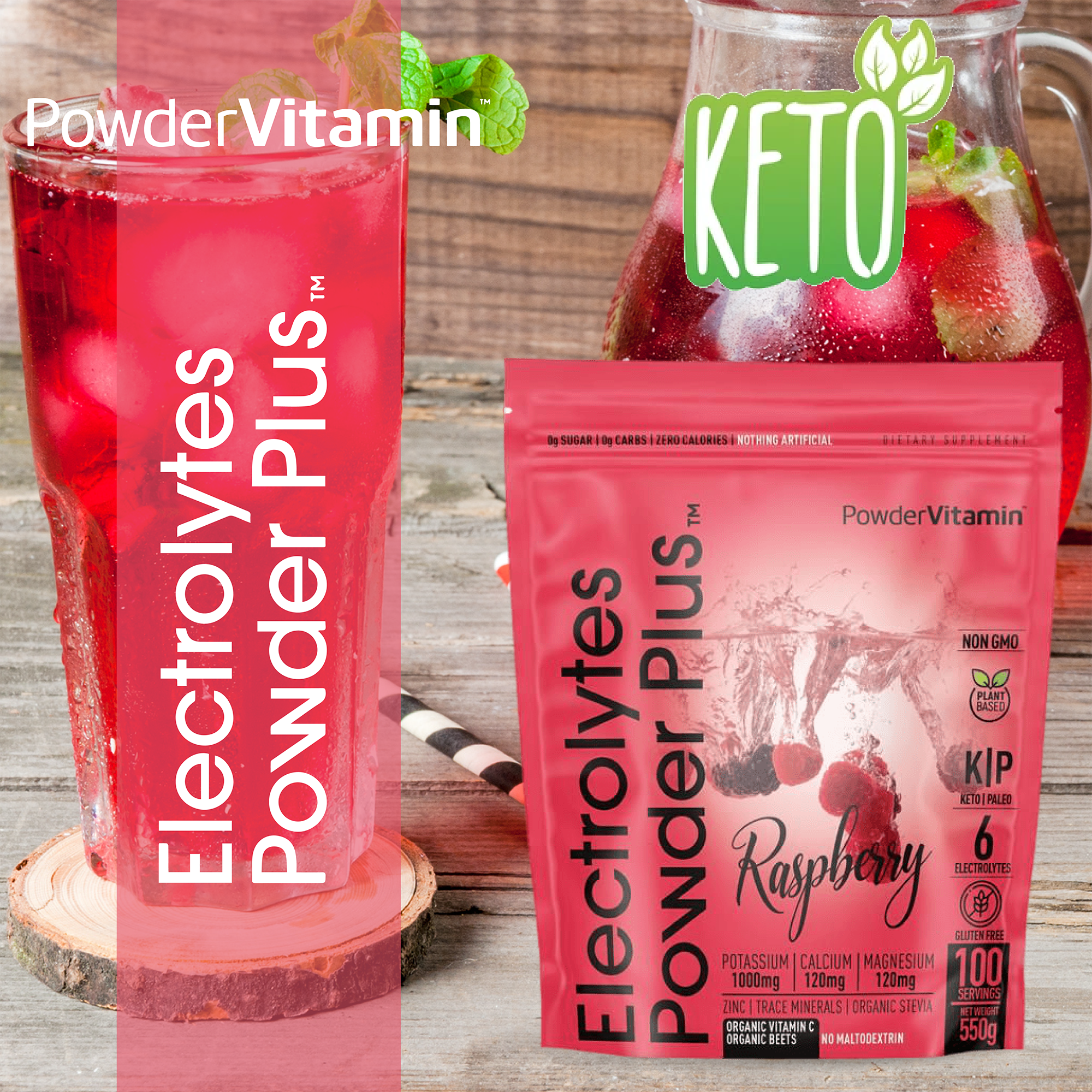 Raspberry Electrolytes Powder Plus™ 100 Servings