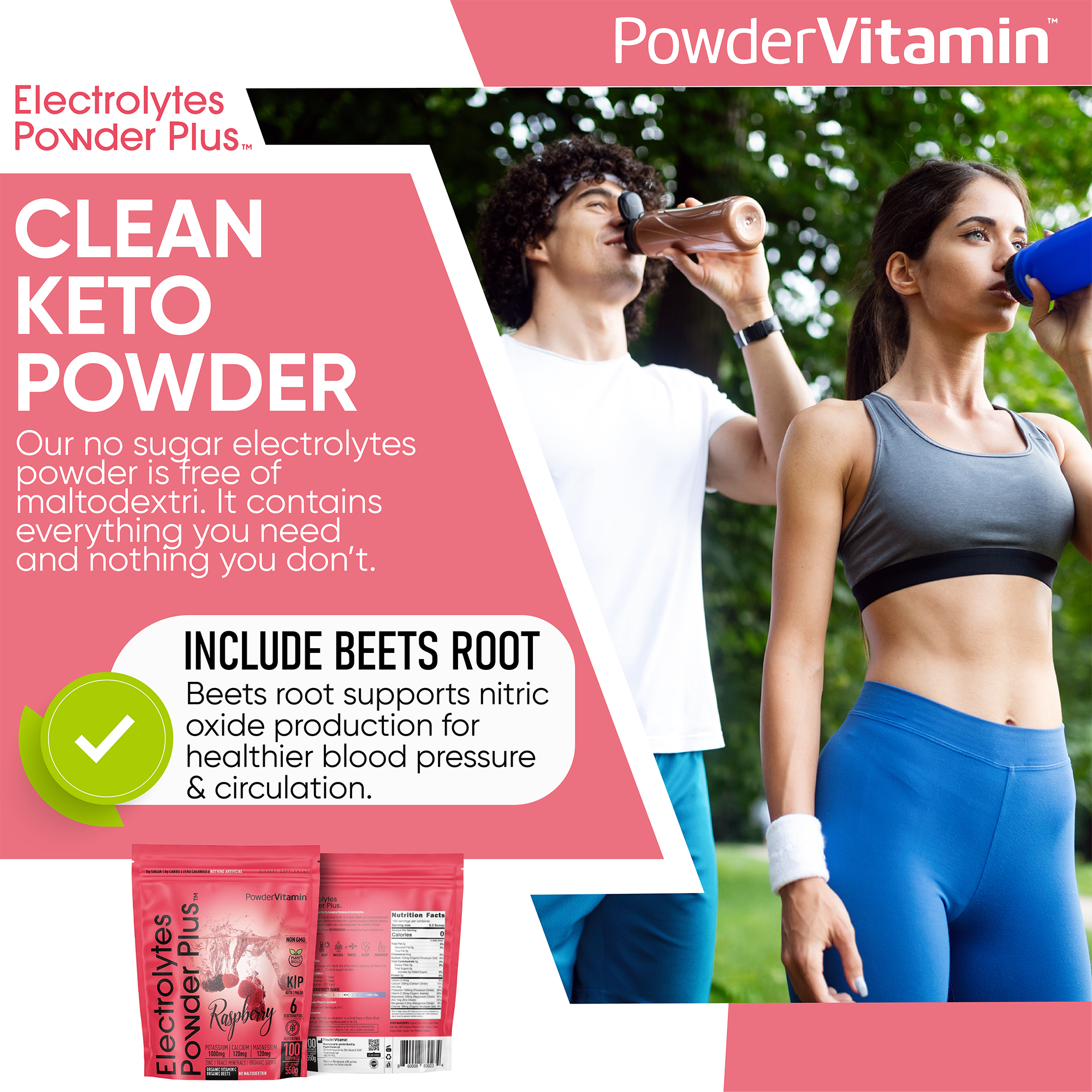 Raspberry Electrolytes Powder Plus™ 100 Servings