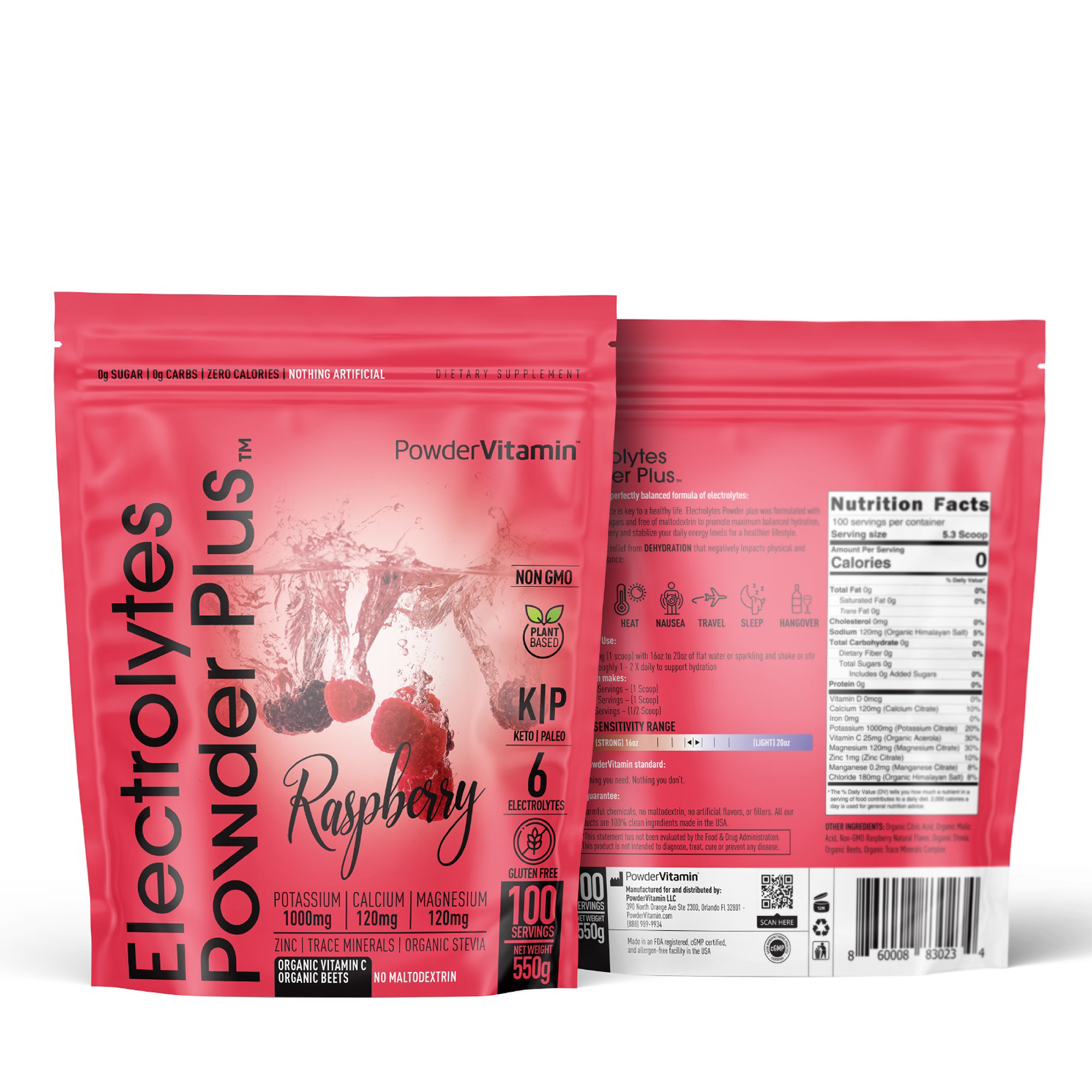 Raspberry Electrolytes Powder Plus™ 100 Servings