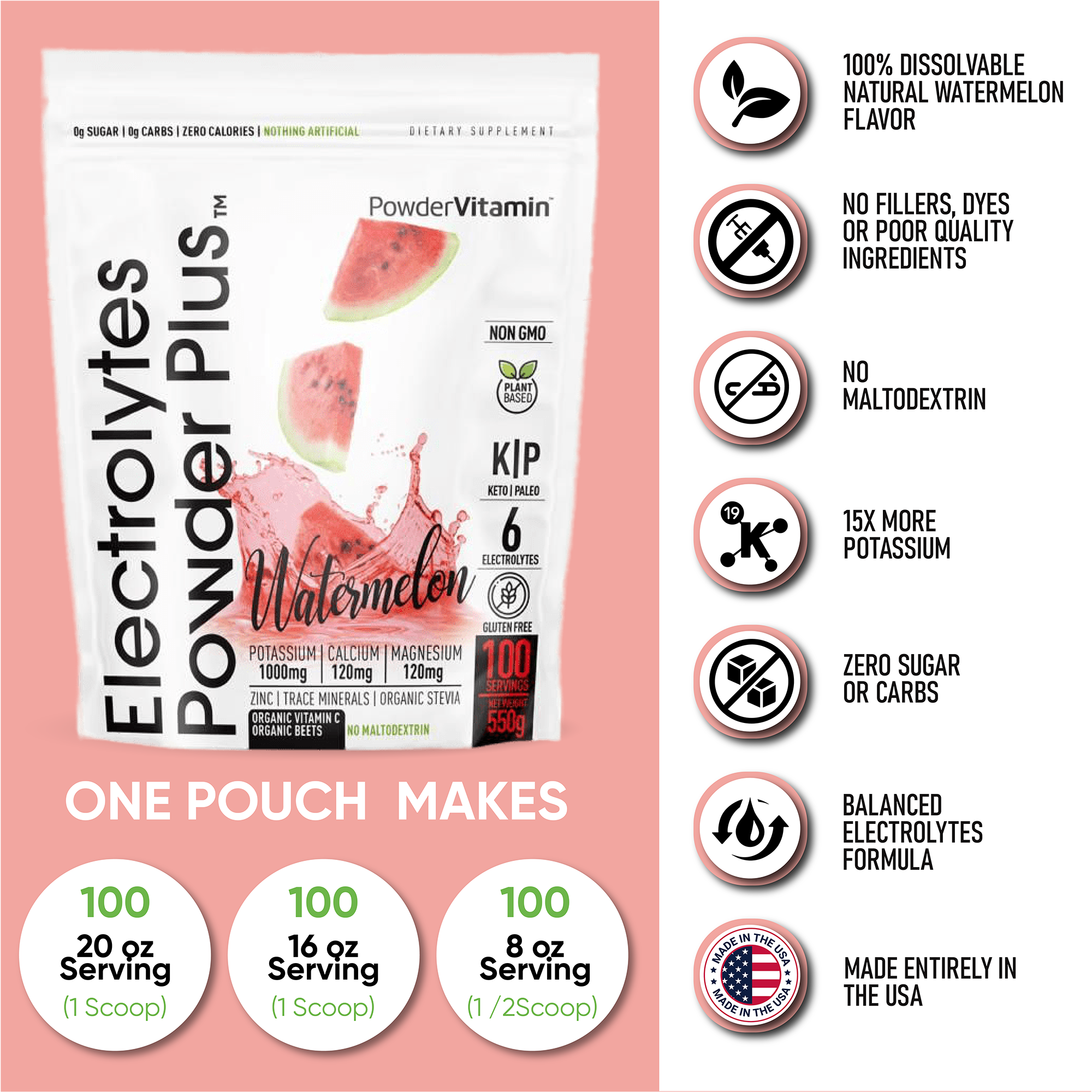 Watermelon Electrolytes Powder Plus™ 100 Servings